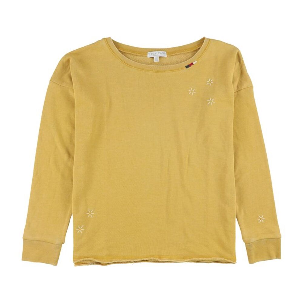 P.J. Salvage Womens Embroidered Stars Pajama Sweatshirt Top, Yellow, S, DM